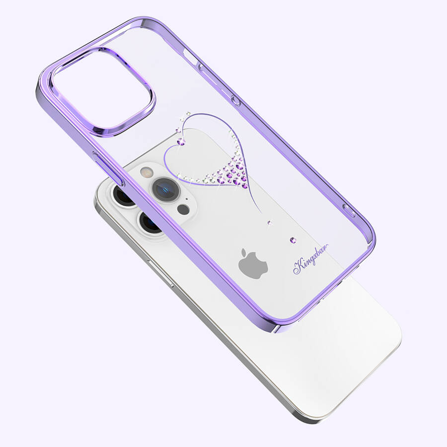 Kingxbar Wish Series etui iPhone 14 Pro Max ozdobione kryształami fioletowe