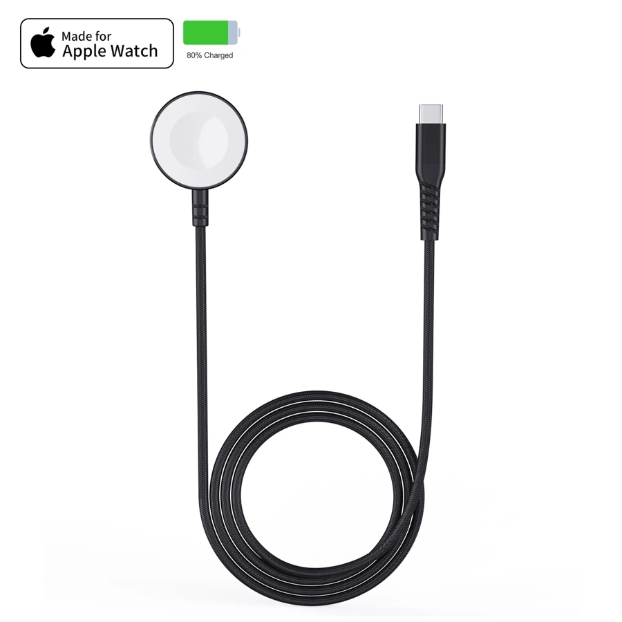 Ładowarka bezprzewodowa Choetech T319 MFI o mocy 5W, do Apple Watch + kabel USB-C - czarna