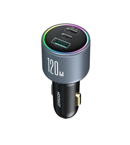 Ładowarka samochodowa Joyroom JR-CCN07 120W 2xUSB-C USB-A + kabel USB-C 100W - ciemnoszara