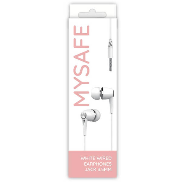 MYSAFE SŁUCHAWKI DOUSZNE PRZEWODOWE EAR35 JACK 3,5MM BIAŁY