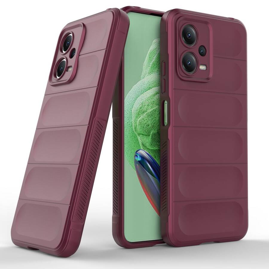 Magic Shield Case etui do Xiaomi Redmi Note 12 5G / Poco X5 5G elastyczny pancerny pokrowiec burgundowe