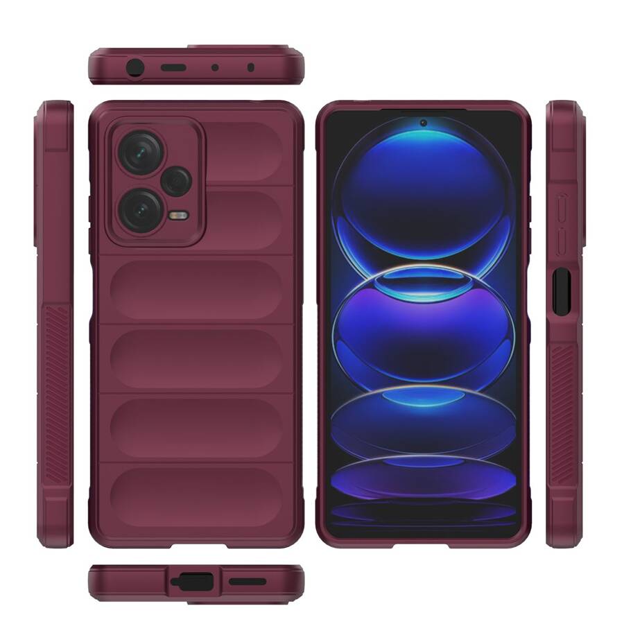 Magic Shield Case etui do Xiaomi Redmi Note 12 Pro+ elastyczny pancerny pokrowiec burgundowe