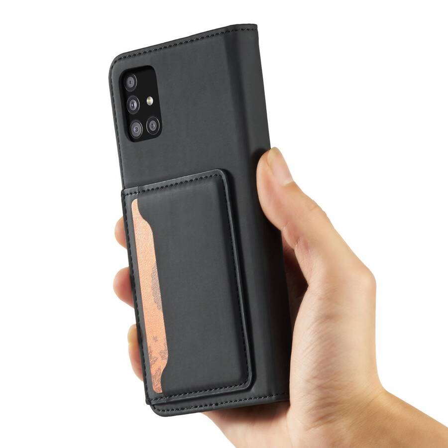 Magnet Card Case etui do Samsung Galaxy A12 5G pokrowiec portfel na karty kartę podstawka czarny