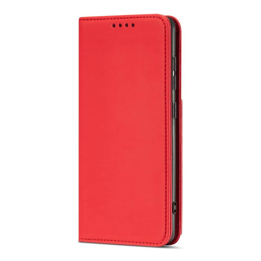 Magnet Card Case etui do Samsung Galaxy A12 5G pokrowiec portfel na karty kartę podstawka czerwony