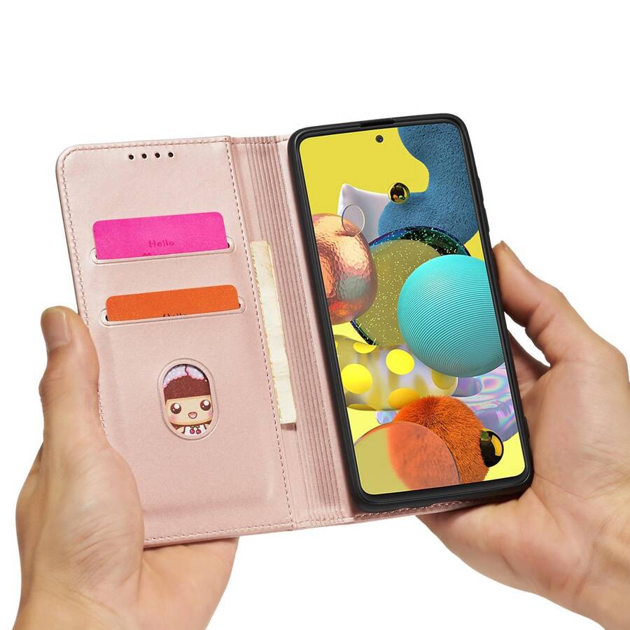 Magnet Card Case etui do Samsung Galaxy A13 5G pokrowiec portfel na karty kartę podstawka różowy