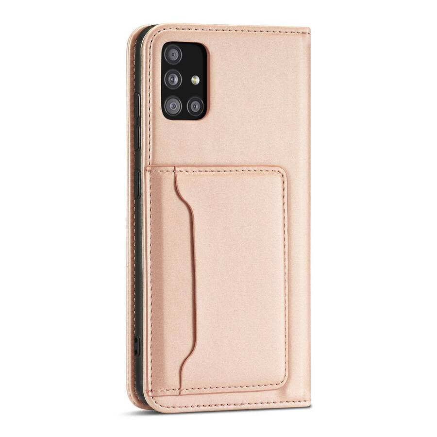 Magnet Card Case etui do Samsung Galaxy A13 5G pokrowiec portfel na karty kartę podstawka różowy