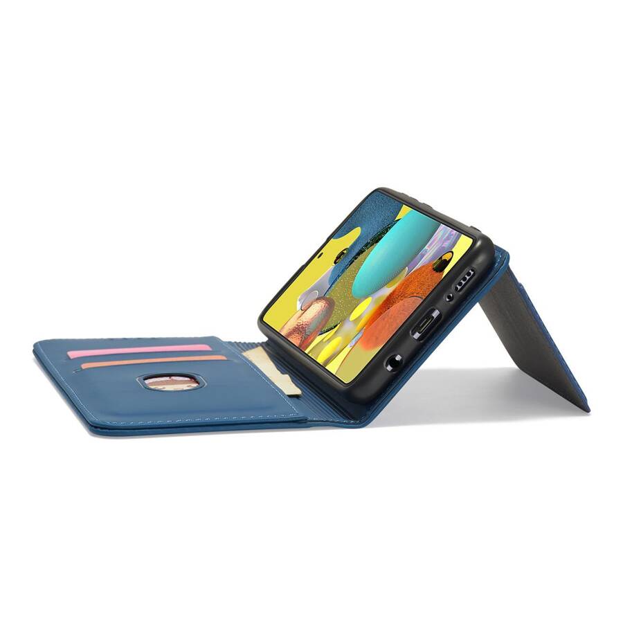 Magnet Card Case etui do Samsung Galaxy A52 5G pokrowiec portfel na karty kartę podstawka niebieski