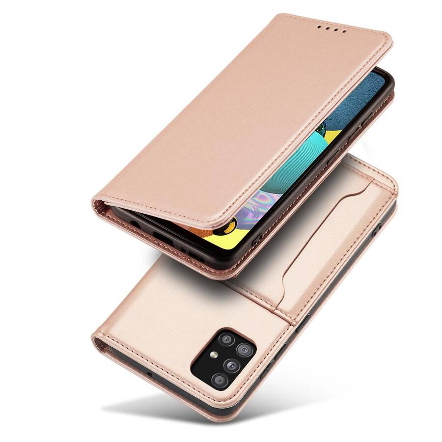 Magnet Card Case etui do Samsung Galaxy A52 5G pokrowiec portfel na karty kartę podstawka różowy