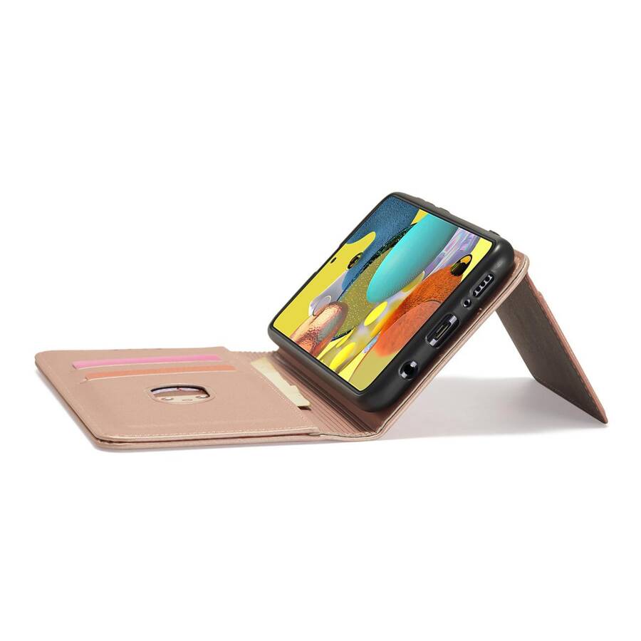 Magnet Card Case etui do Samsung Galaxy A52 5G pokrowiec portfel na karty kartę podstawka różowy