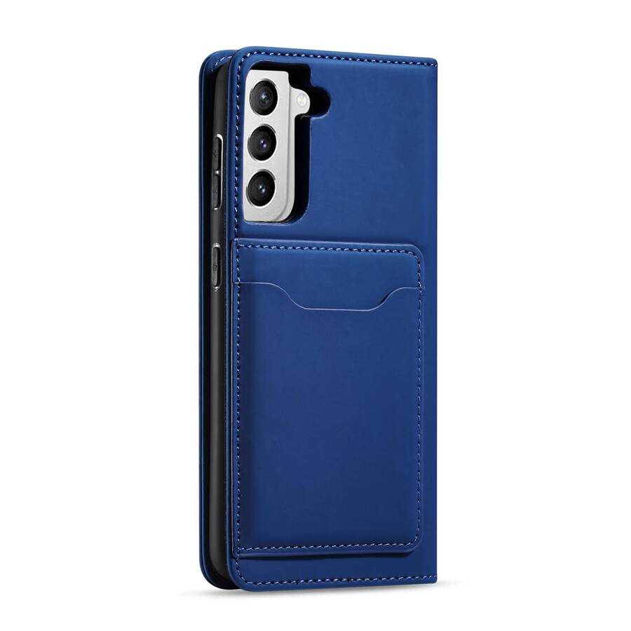 Magnet Card Case etui do Samsung Galaxy S22 pokrowiec portfel na karty kartę podstawka niebieski