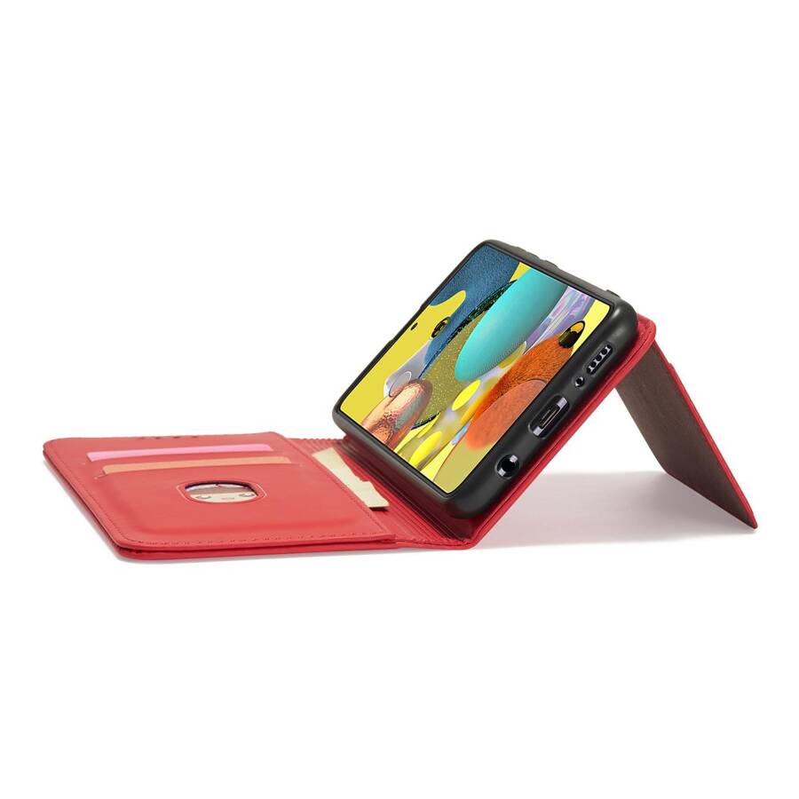 Magnet Card Case etui do Xiaomi Redmi Note 11 Pro pokrowiec portfel na karty kartę podstawka czerwony