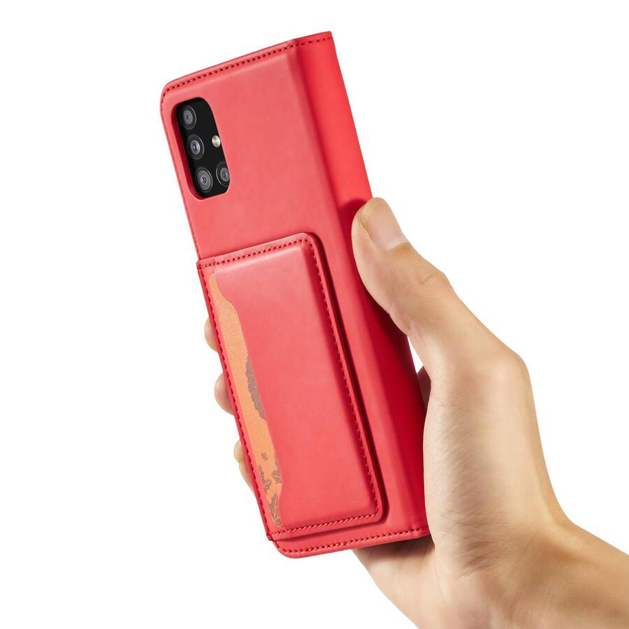 Magnet Card Case etui do Xiaomi Redmi Note 11 Pro pokrowiec portfel na karty kartę podstawka czerwony