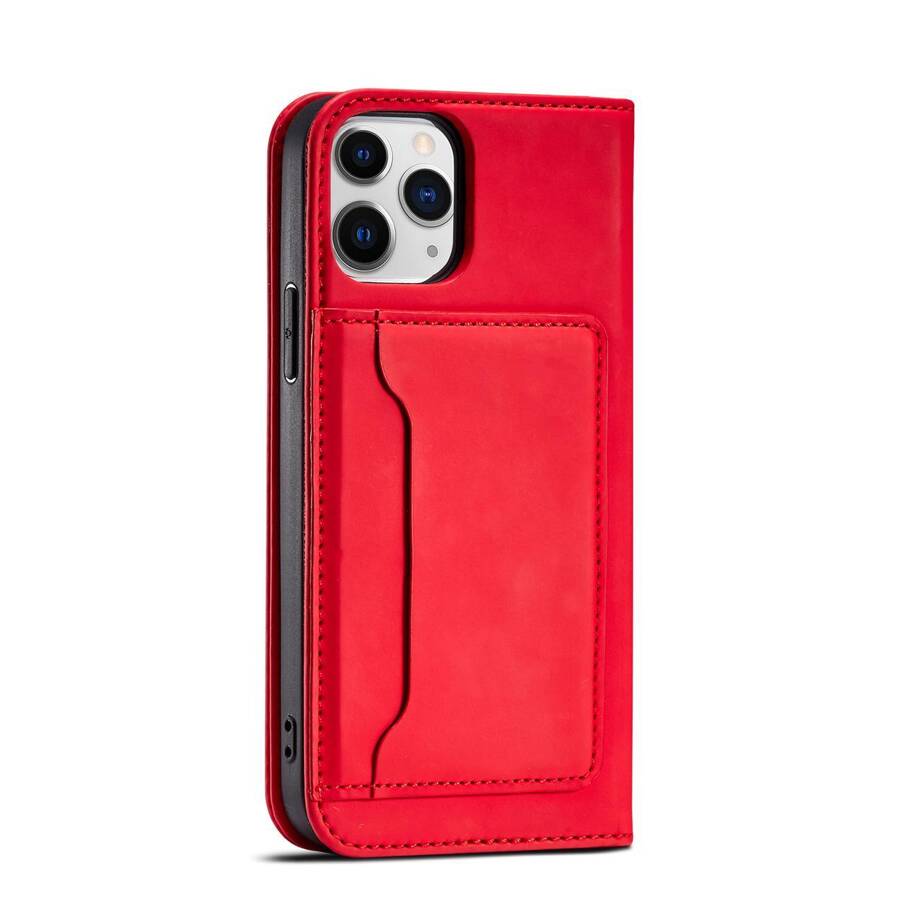 Magnet Card Case etui do iPhone 12 pokrowiec portfel na karty kartę podstawka czerwony