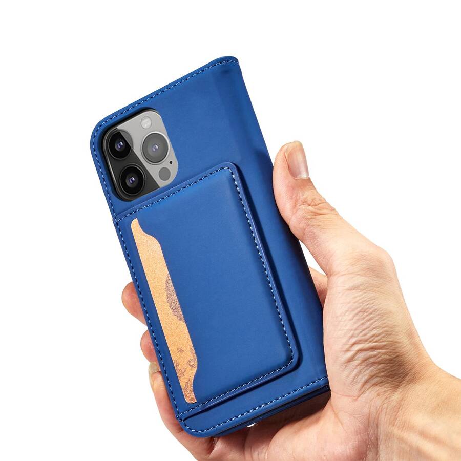 Magnet Card Case etui do iPhone 13 mini pokrowiec portfel na karty kartę podstawka niebieski