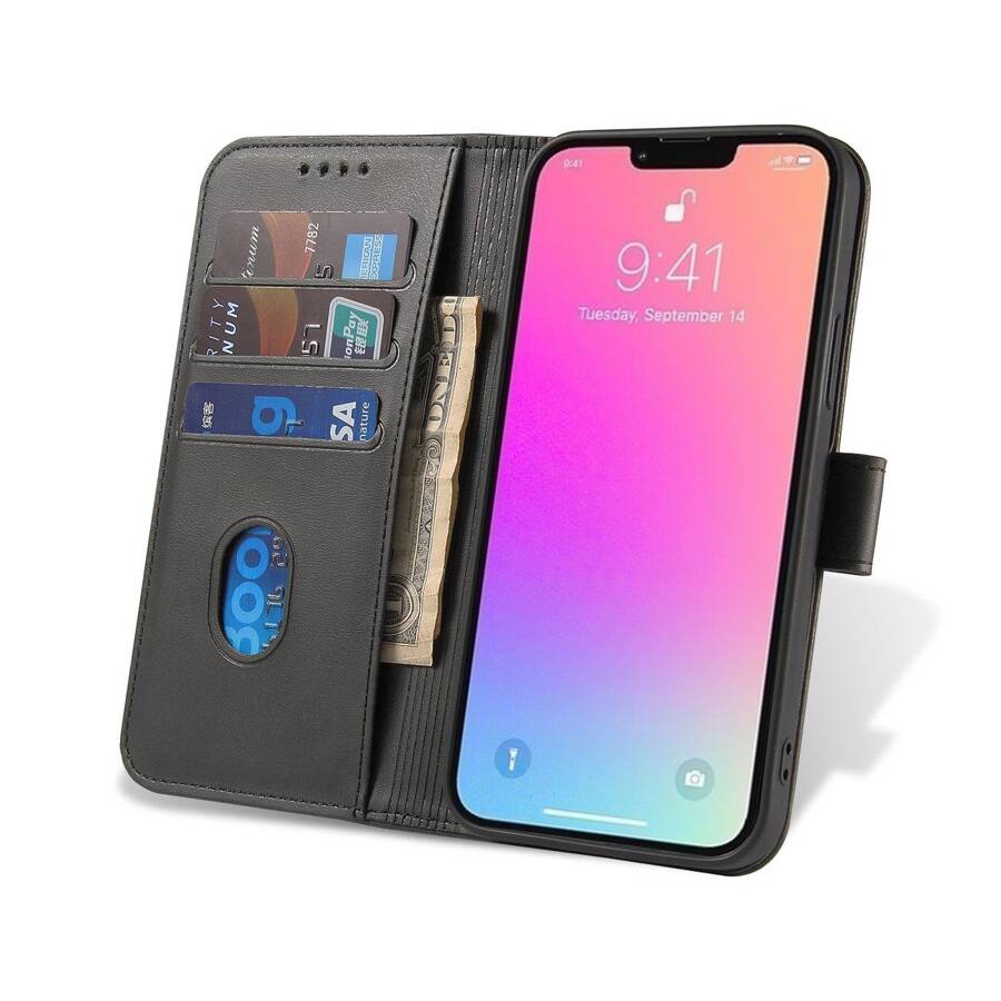 Magnet Case elegancki futerał etui pokrowiec z klapką i funkcją podstawki Samsung Galaxy A03 czarny