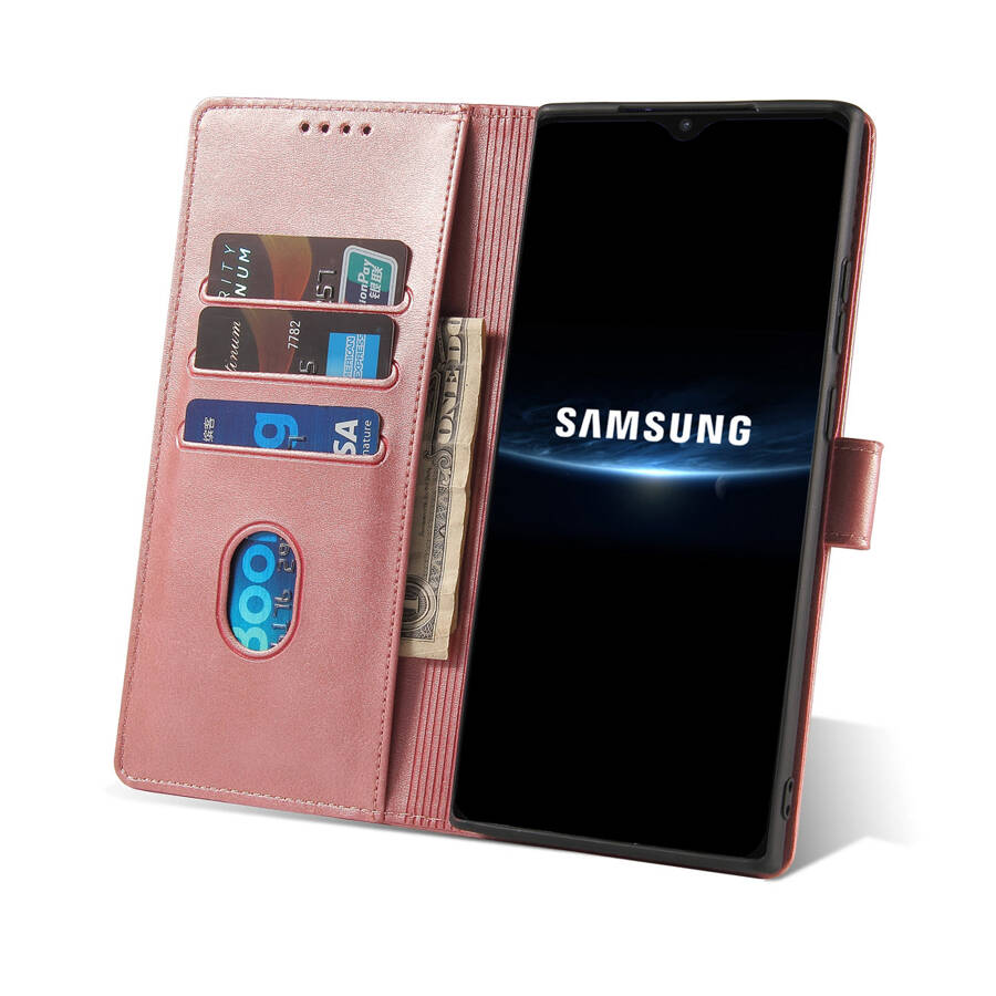 Magnet Case elegancki futerał etui pokrowiec z klapką i funkcją podstawki Samsung Galaxy A22 4G różowy