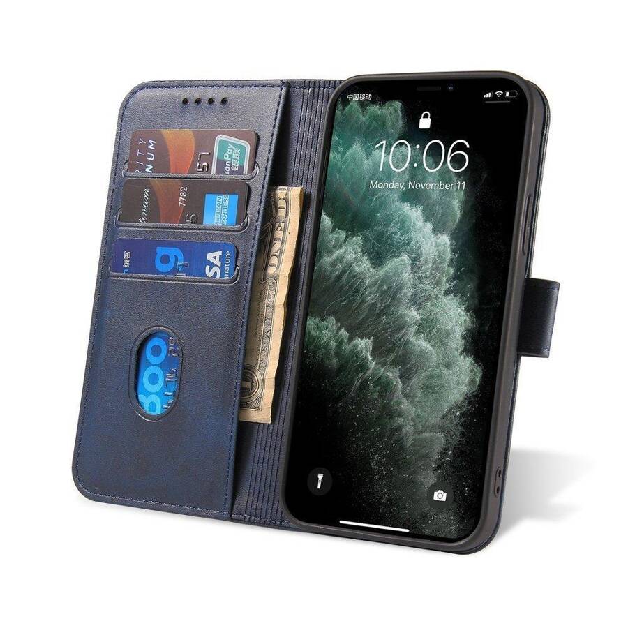 Magnet Case elegancki futerał etui pokrowiec z klapką i funkcją podstawki Samsung Galaxy A42 5G niebieski