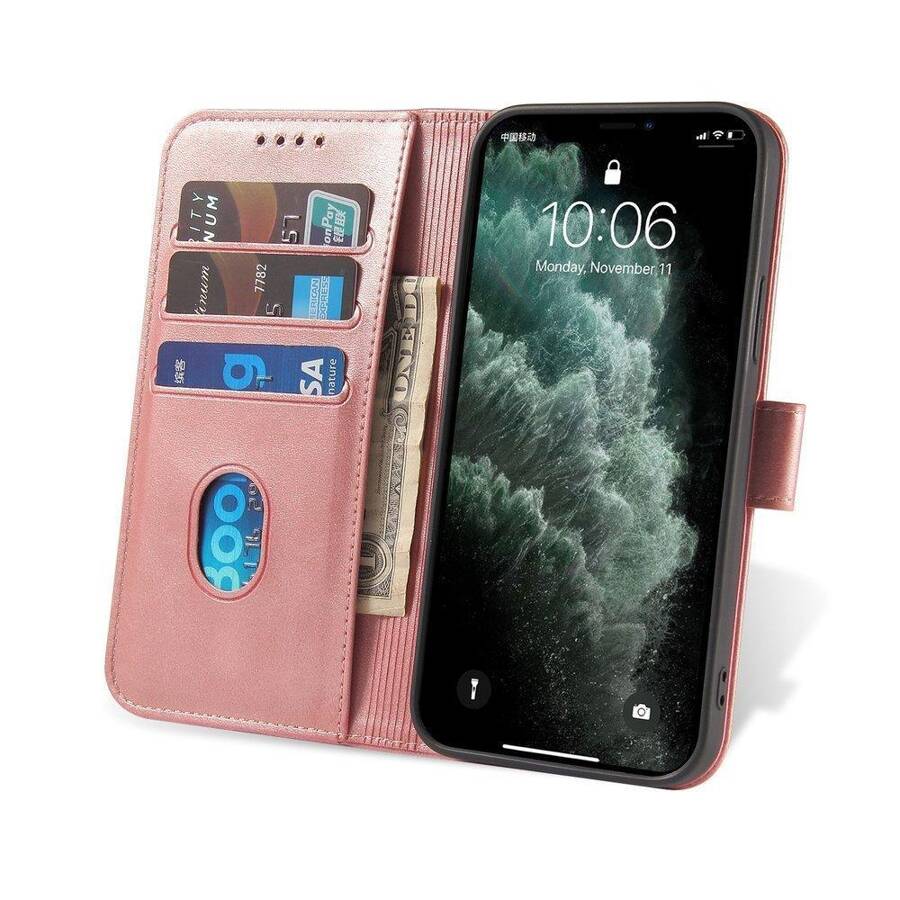 Magnet Case elegancki futerał etui pokrowiec z klapką i funkcją podstawki Samsung Galaxy A42 5G różowy