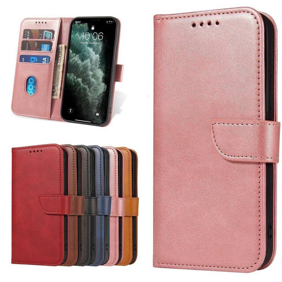 Magnet Case elegancki futerał etui pokrowiec z klapką i funkcją podstawki Samsung Galaxy A42 5G różowy