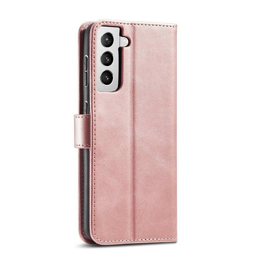 Magnet Case elegancki futerał etui pokrowiec z klapką i funkcją podstawki Samsung Galaxy S22 Ultra różowy