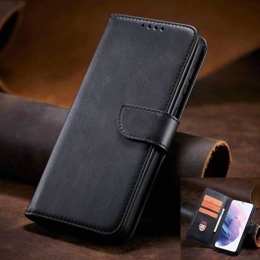 Magnet Case elegancki futerał etui pokrowiec z klapką i funkcją podstawki Samsung Galaxy S22 czarny