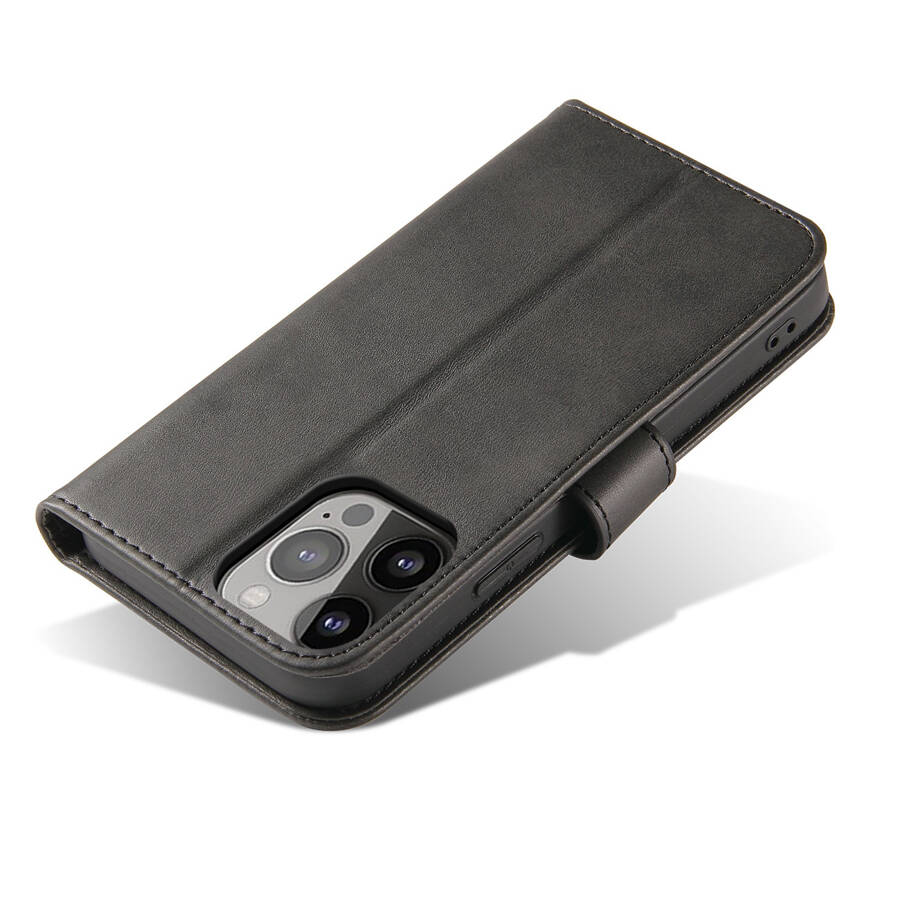 Magnet Case elegancki futerał etui pokrowiec z klapką i funkcją podstawki iPhone 13 Pro Max czarny