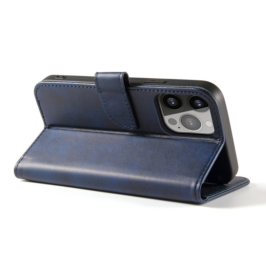 Magnet Case elegancki futerał etui pokrowiec z klapką i funkcją podstawki iPhone 14 Pro niebieski