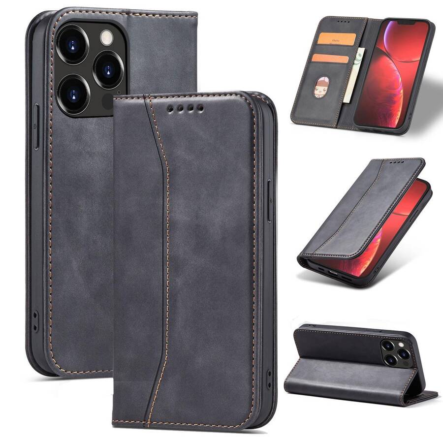 Magnet Fancy Case etui iPhone 14 Plus pokrowiec z klapką portfel podstawka czarne