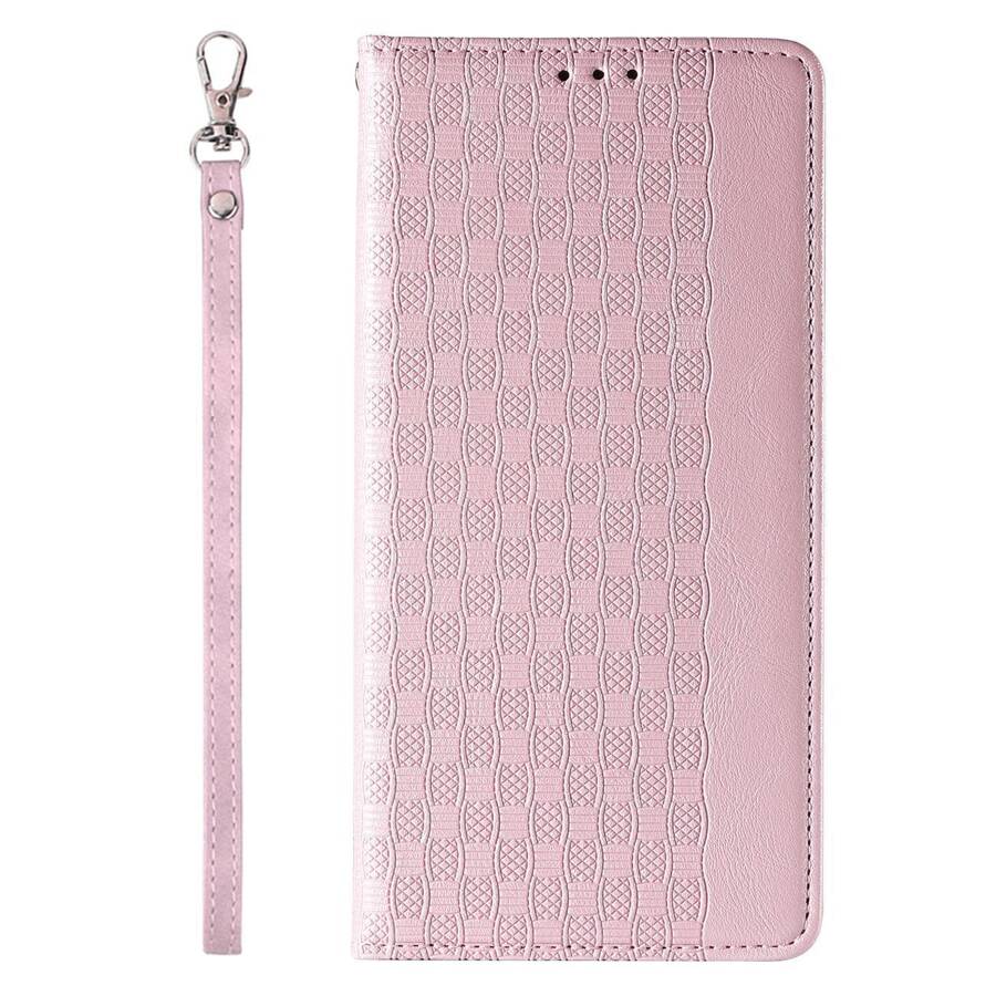 Magnet Strap Case etui Samsung Galaxy S23+ pokrowiec z klapką portfel mini smycz podstawka różowe