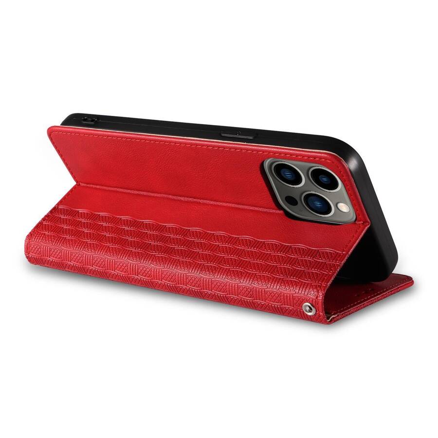 Magnet Strap Case etui iPhone 14 Plus pokrowiec z klapką portfel mini smycz podstawka czerwone