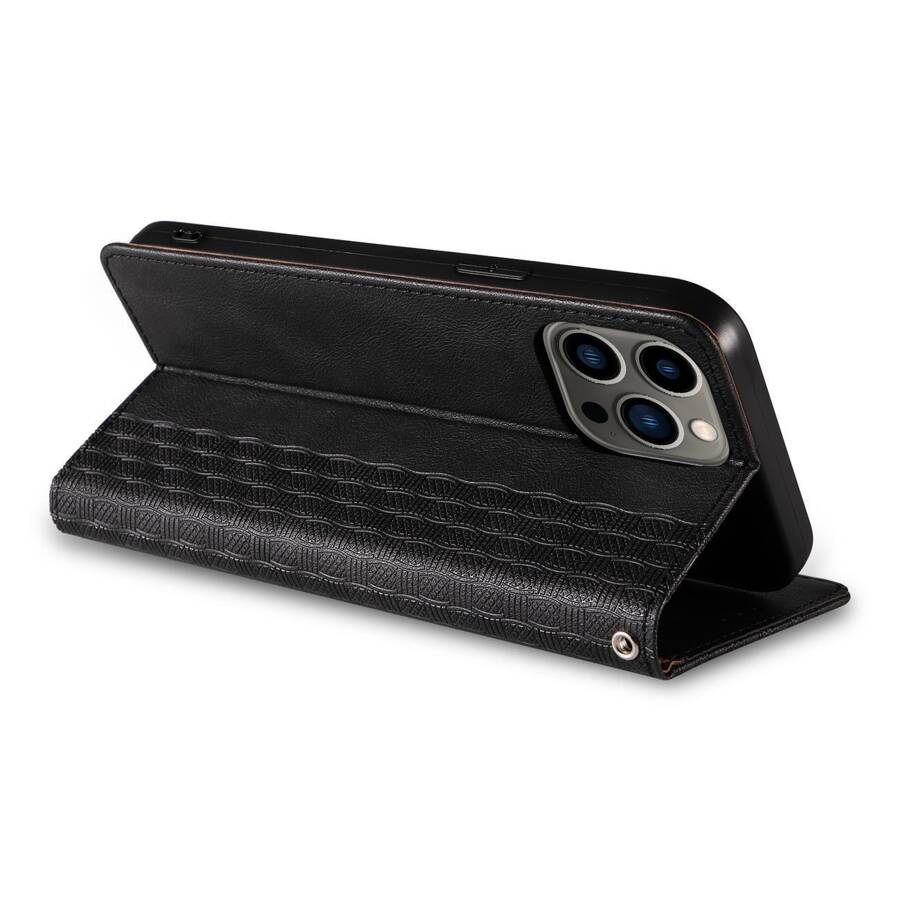 Magnet Strap Case etui iPhone 14 Pro pokrowiec z klapką portfel mini smycz podstawka czarne