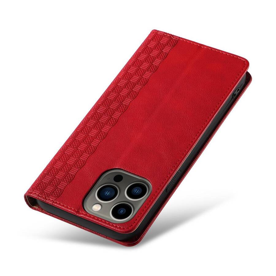 Magnet Strap Case etui iPhone 14 Pro pokrowiec z klapką portfel mini smycz podstawka czerwone