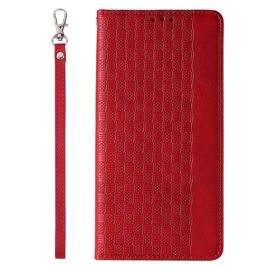 Magnet Strap Case etui iPhone 14 Pro pokrowiec z klapką portfel mini smycz podstawka czerwone