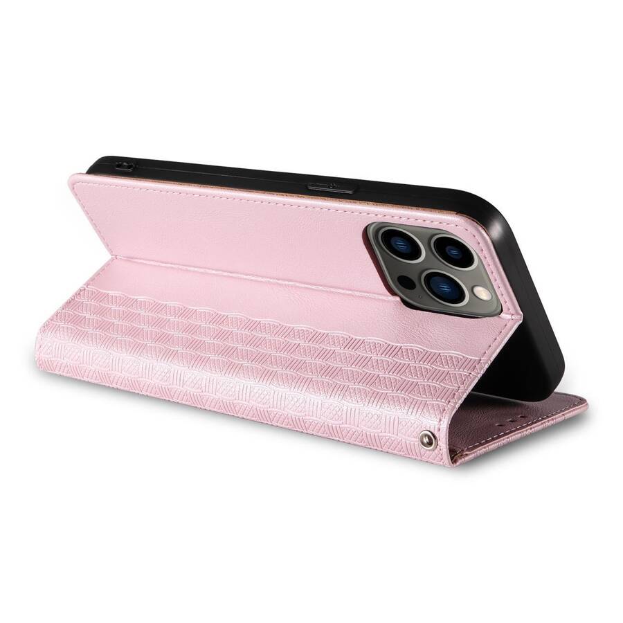 Magnet Strap Case etui iPhone 14 pokrowiec z klapką portfel mini smycz podstawka różowe