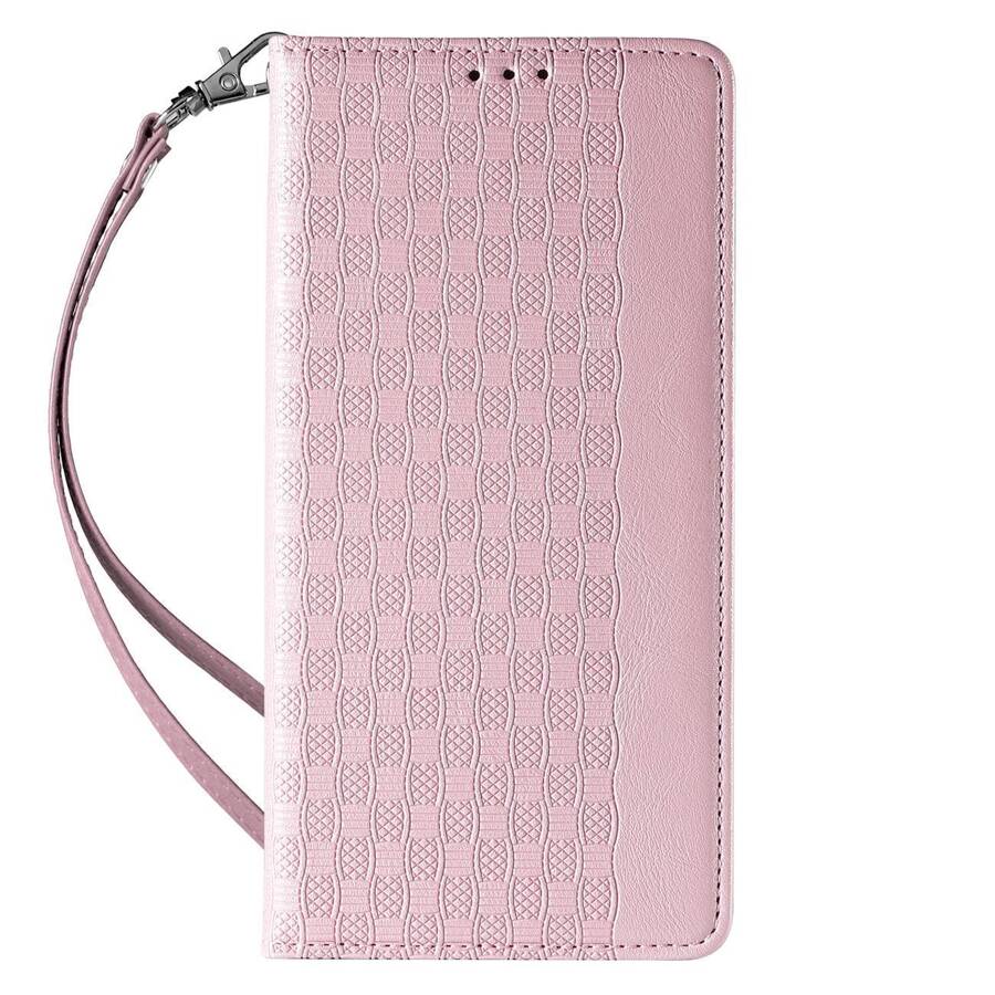 Magnet Strap Case etui iPhone 14 pokrowiec z klapką portfel mini smycz podstawka różowe