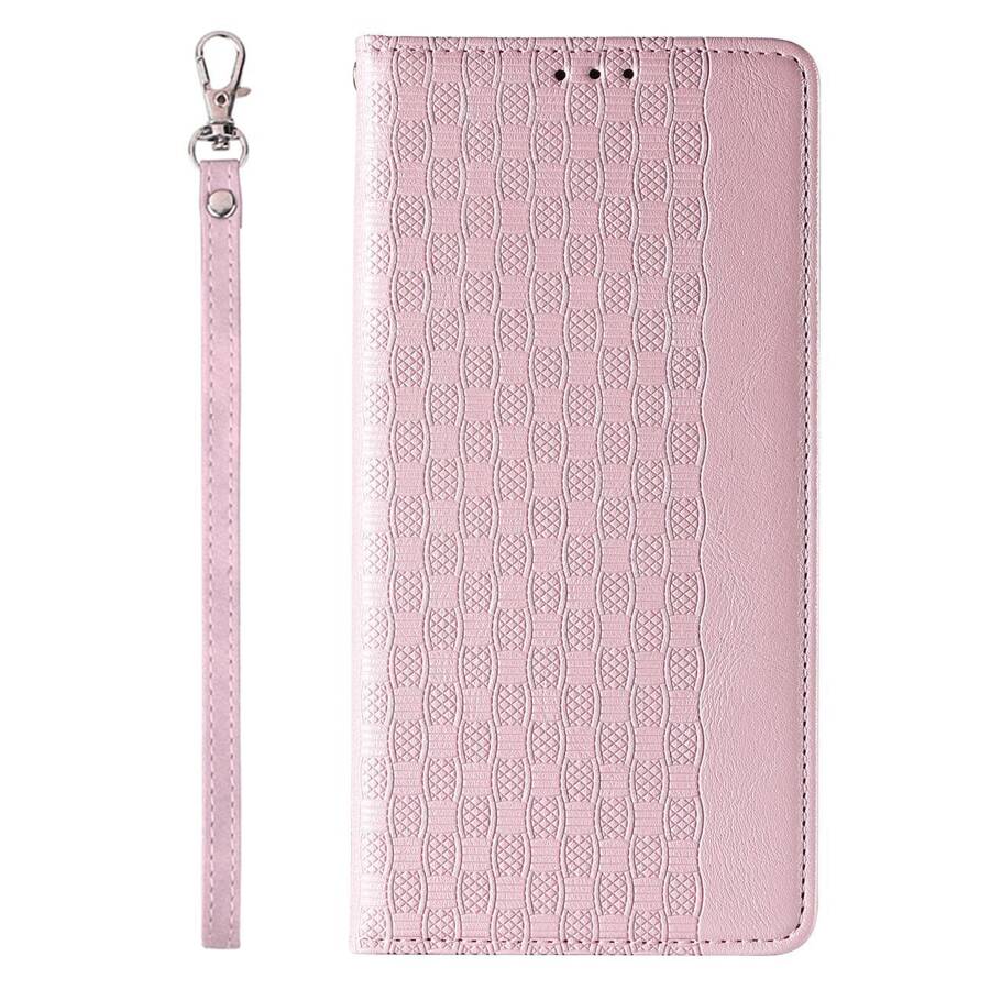 Magnet Strap Case etui iPhone 14 pokrowiec z klapką portfel mini smycz podstawka różowe