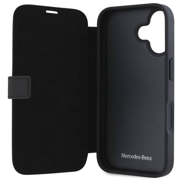 Mercedes MEBKP16S23RBGVK iPhone 16 6.1"   czarny/black bookcase Leather Wood Imitation