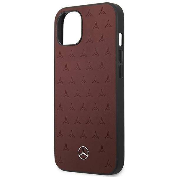 Mercedes MEHCP13MPSQRE iPhone 13 / 14 / 15 6.1" czerwony/red hardcase Leather Stars Pattern