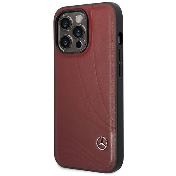 Mercedes MEHCP14L8ROLR iPhone 14 Pro  6.1" czerwony/red hardcase Leather Wave Patern