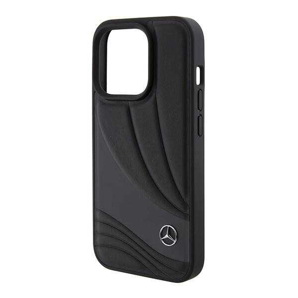 Mercedes MEHCP15X8ROLK iPhone 15 Pro Max  6.7" czarny/black hardcase Leather Wave Patern