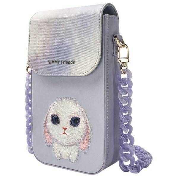 Nimmy Zestaw 3w1 torebka na telefon +     portfel + etui na lokalizator fioletowy/purple Big Eyed Pet 2.0 Rabbit