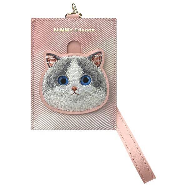 Nimmy Zestaw 3w1 torebka na telefon +     portfel + etui na lokalizator różowy/pink Big Eyed Pet 2.0 Cat