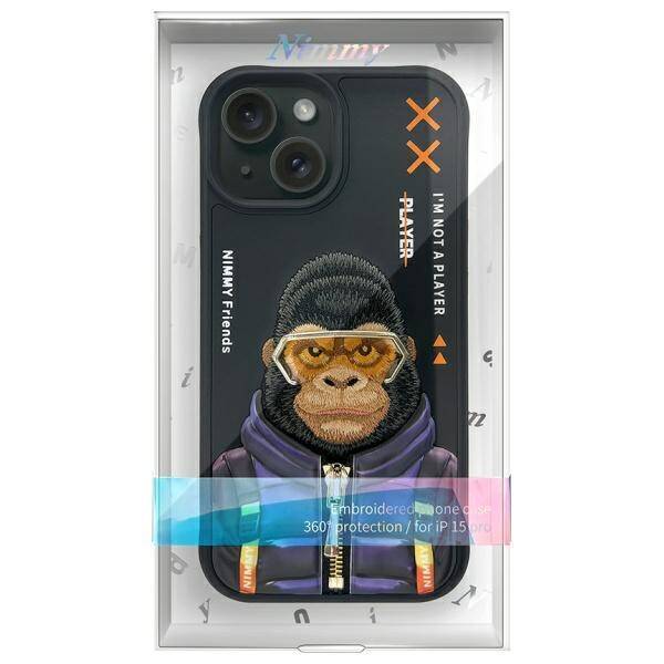 Nimmy etui iPhone 15 6.1" czarny/black    Cool&Cute 2.0 Monkey