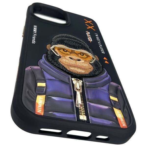 Nimmy etui iPhone 15 6.1" czarny/black    Cool&Cute 2.0 Monkey