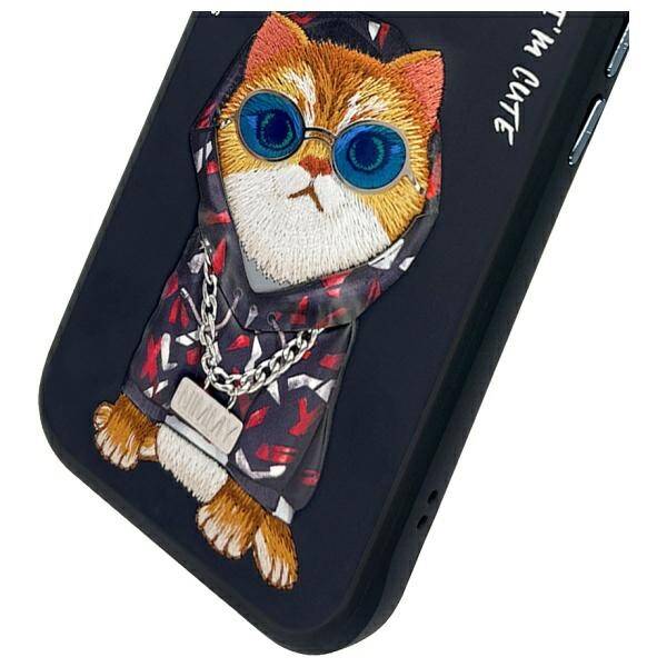 Nimmy etui iPhone 15 6.1" czarny/black    Glasses Cool Cat