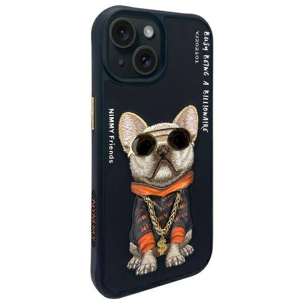 Nimmy etui iPhone 15 6.1" czarny/black    Glasses Cool Dog