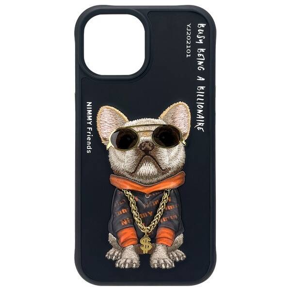 Nimmy etui iPhone 15 6.1" czarny/black    Glasses Cool Dog