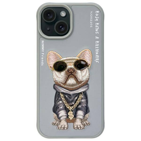 Nimmy etui iPhone 15 6.1" szary/gray      Glasses Cool Dog