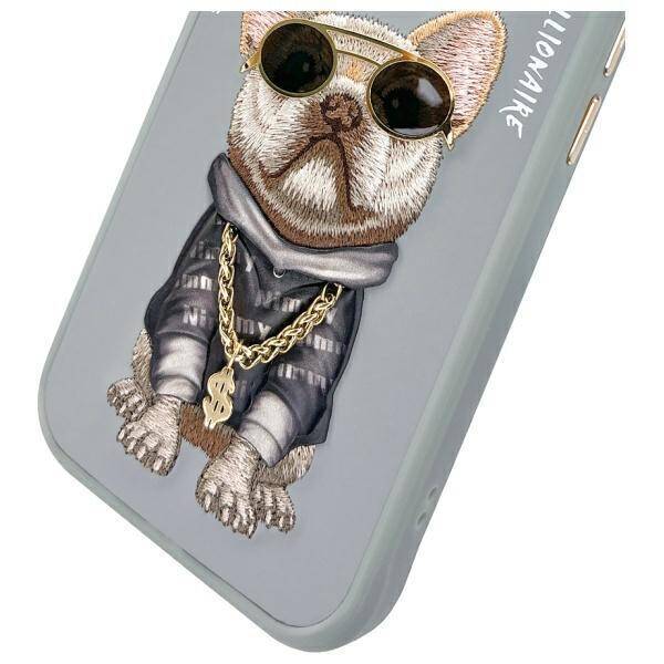 Nimmy etui iPhone 15 6.1" szary/gray      Glasses Cool Dog