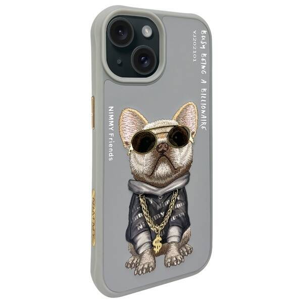 Nimmy etui iPhone 15 6.1" szary/gray      Glasses Cool Dog